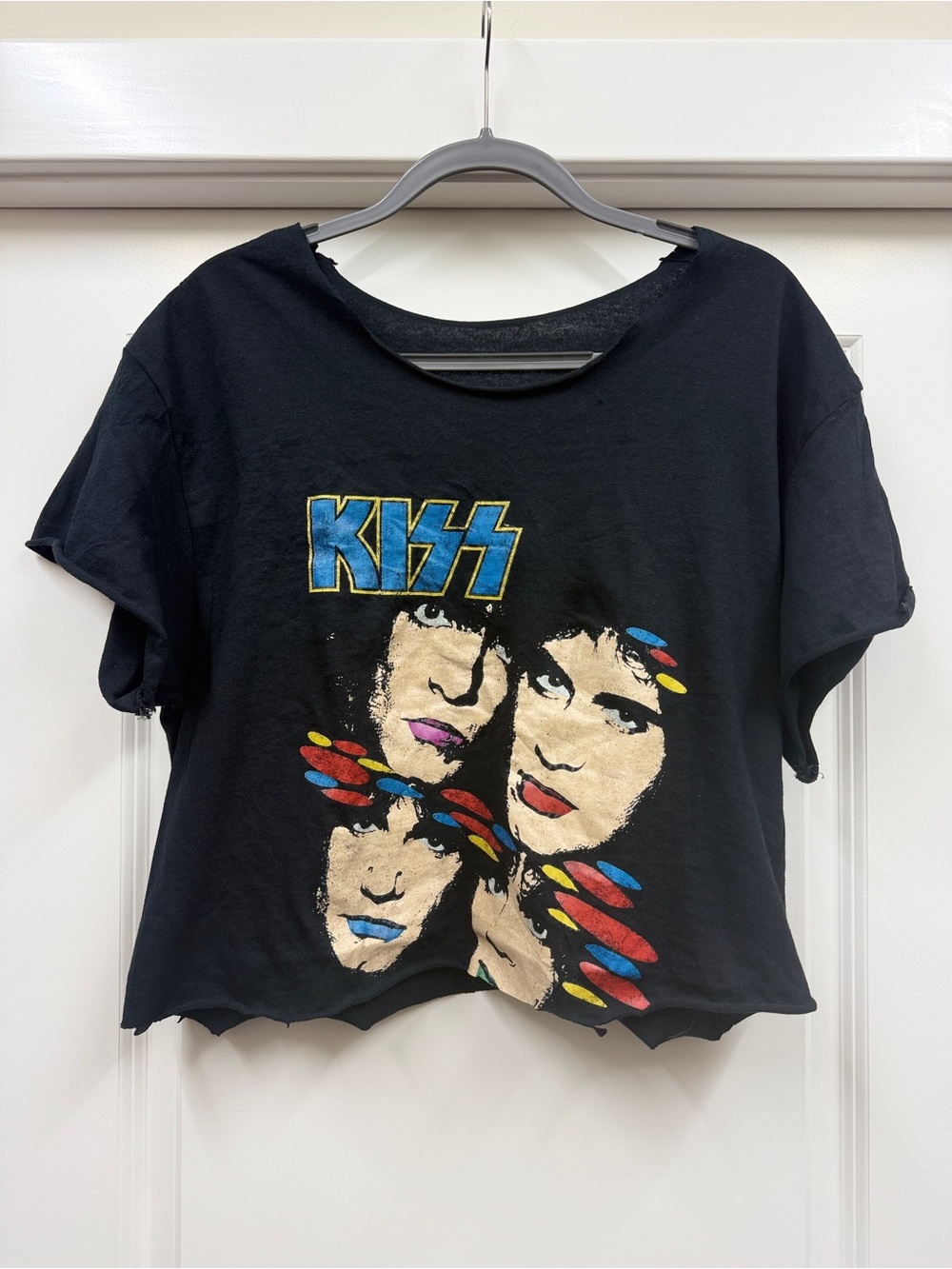KISS Dynasty Graphic Raw Hem Cropped Boxy Band Tee